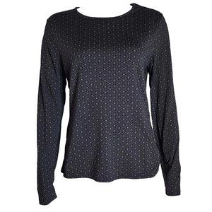 HANG TEN Gray Black Floral Geometric Long Sleeve Pullover Top Womens M Medium